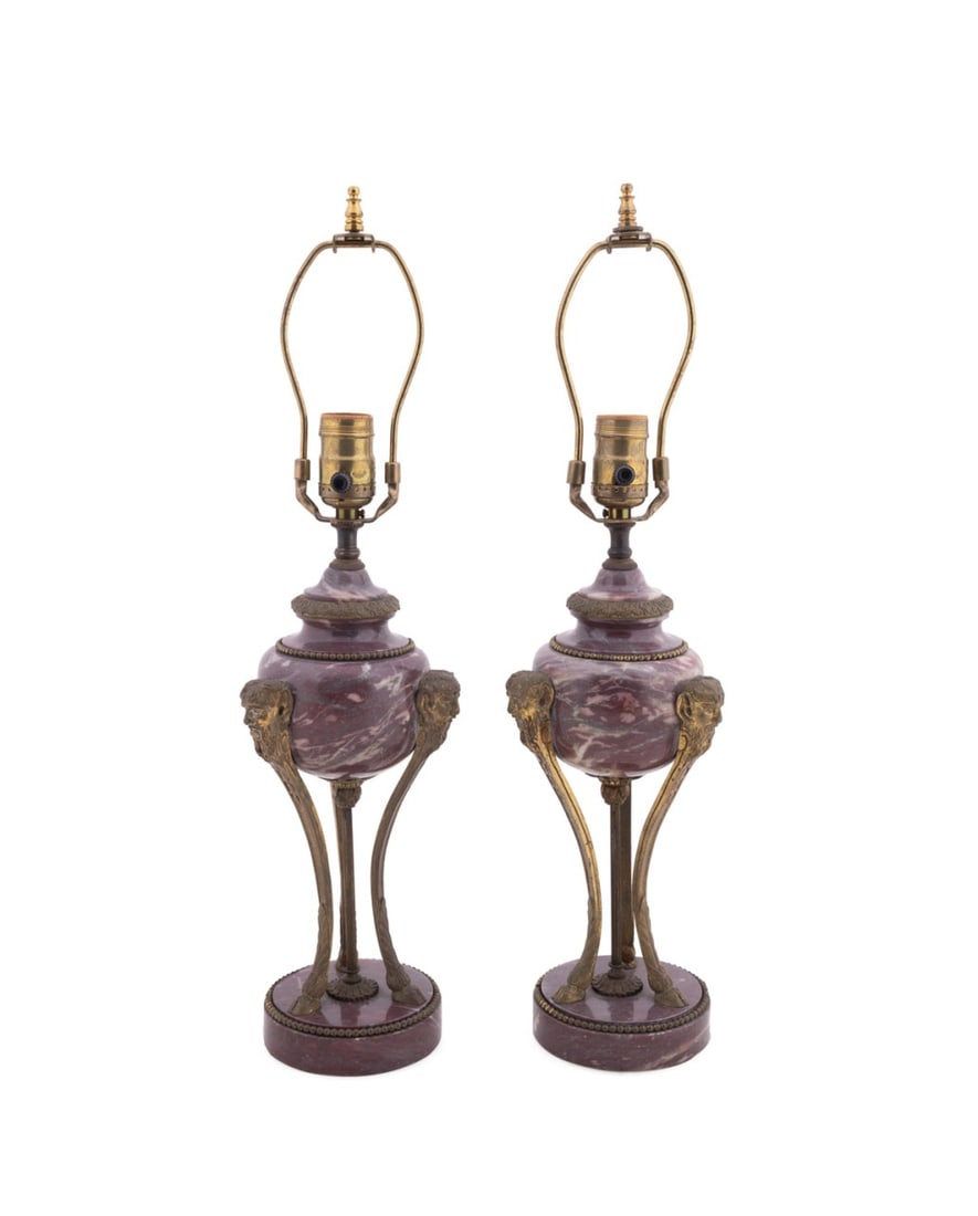 PAIR OF LOUIS XVI STYLE MARBLE CASSOLETTES LAMPS (1 of 6)