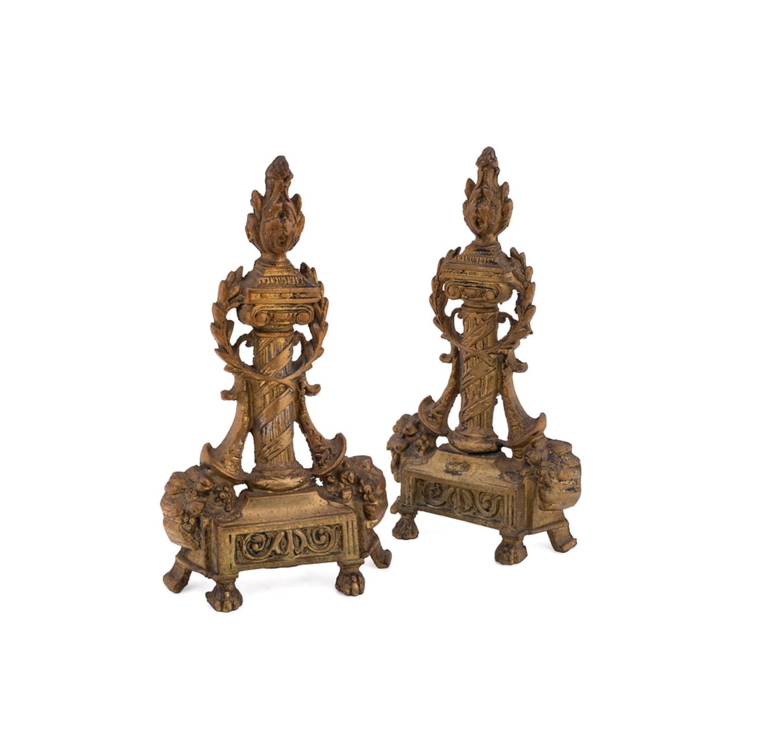 PAIR OF NEOCLASSICAL STYLE BRONZE CHENETS (1 of 6)