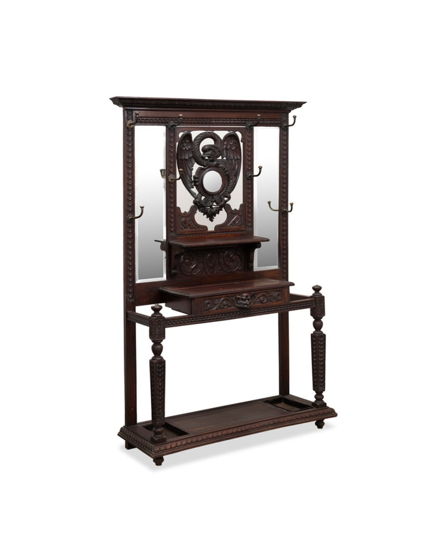 RENAISSANCE REVIVAL HERALDIC EAGLE HALL TREE (1 of 11)