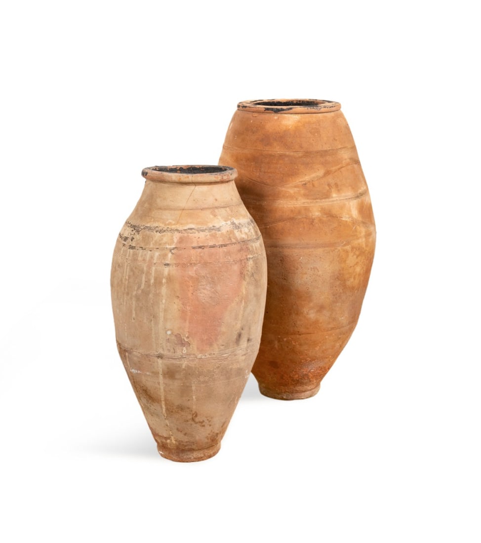 TWO TERRACOTTA OLIVE JARS OR GARDEN PLANTERS (1 of 7)