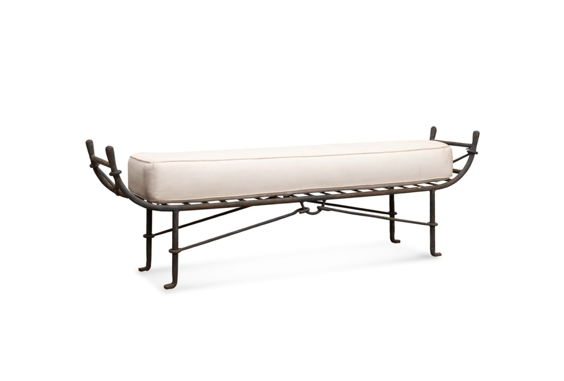 L. 20TH C. MODERN WROUGHT IRON GARDEN BENCH (1 of 7)