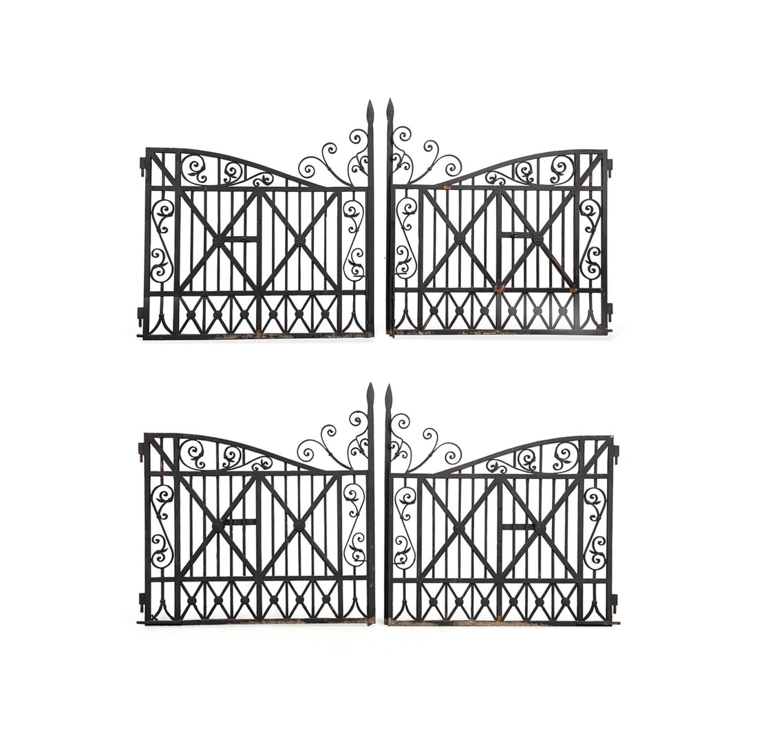 TWO PAIRS OF WROUGHT IRON DRIVEWAY ENTRY GATES (1 of 13)