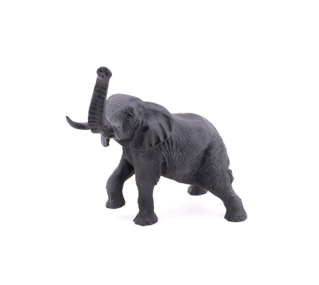 J.F. LEROY FOR DAUM, PATE DE VERRE BLACK ELEPHANT: Jean-Francois Leroy (French, born 1964) for Daum (French, founded 1878). Pate de verre black elephant, acid etched mark "Daum France" and numbered 0024/1000 to hind right foot. Approximate dimensions: