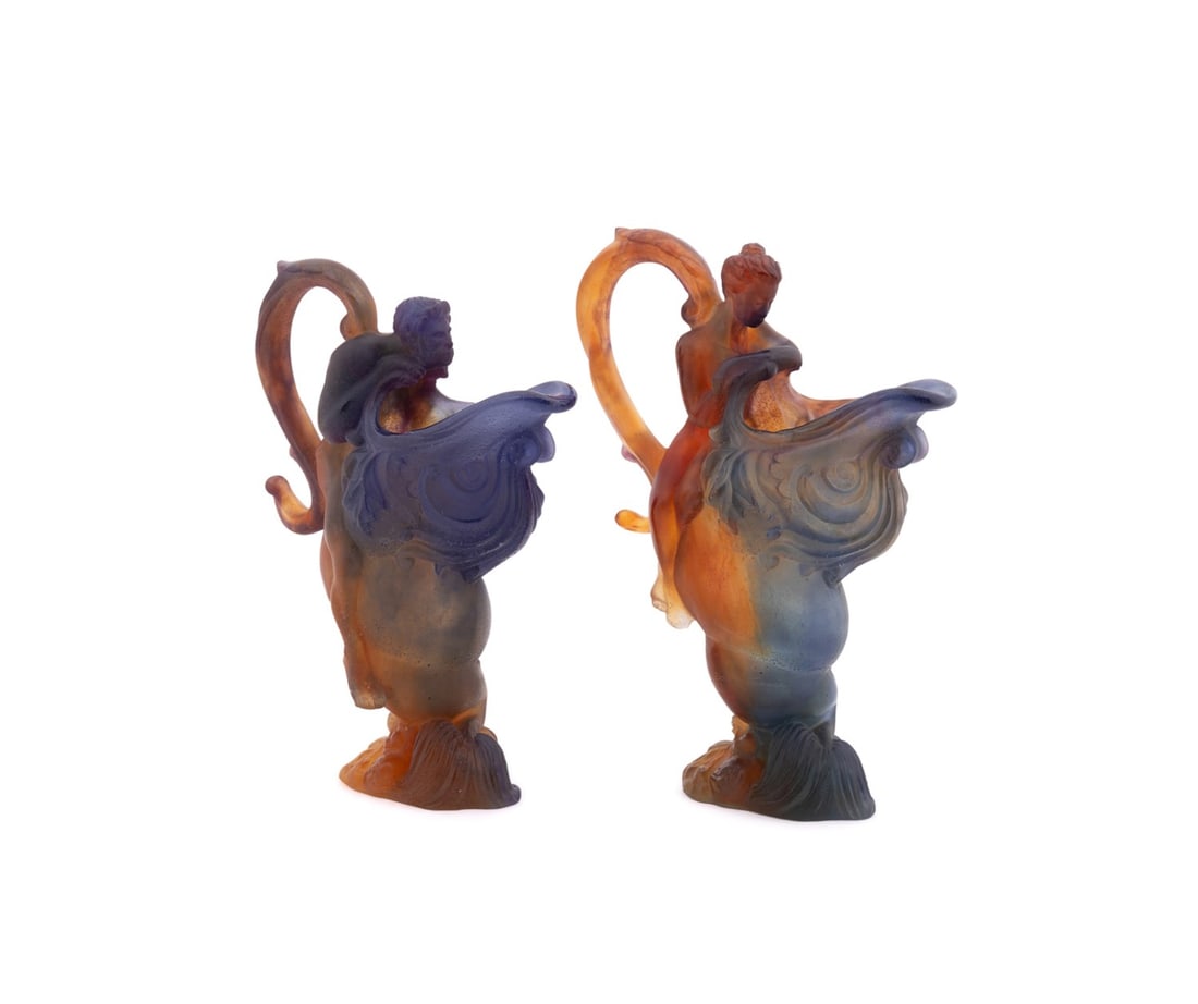 DAUM, PAIR OF PATE DE VERRE 'MYTHOLOGIE' EWERS (1 of 9)