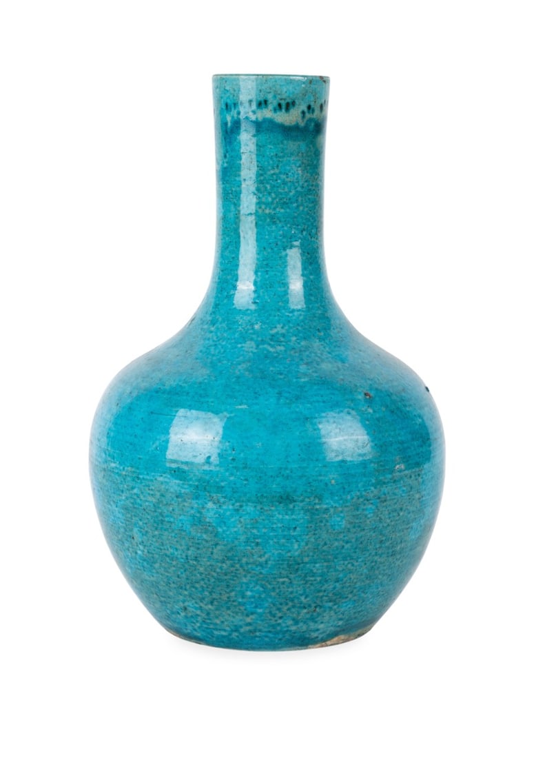 CHINESE TURQUOISE CRACKLE GLAZE VASE (1 of 6)