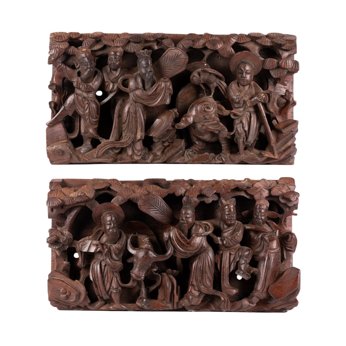 PAIR OF CHINESE CARVED WOODEN PANELS (1 of 11)