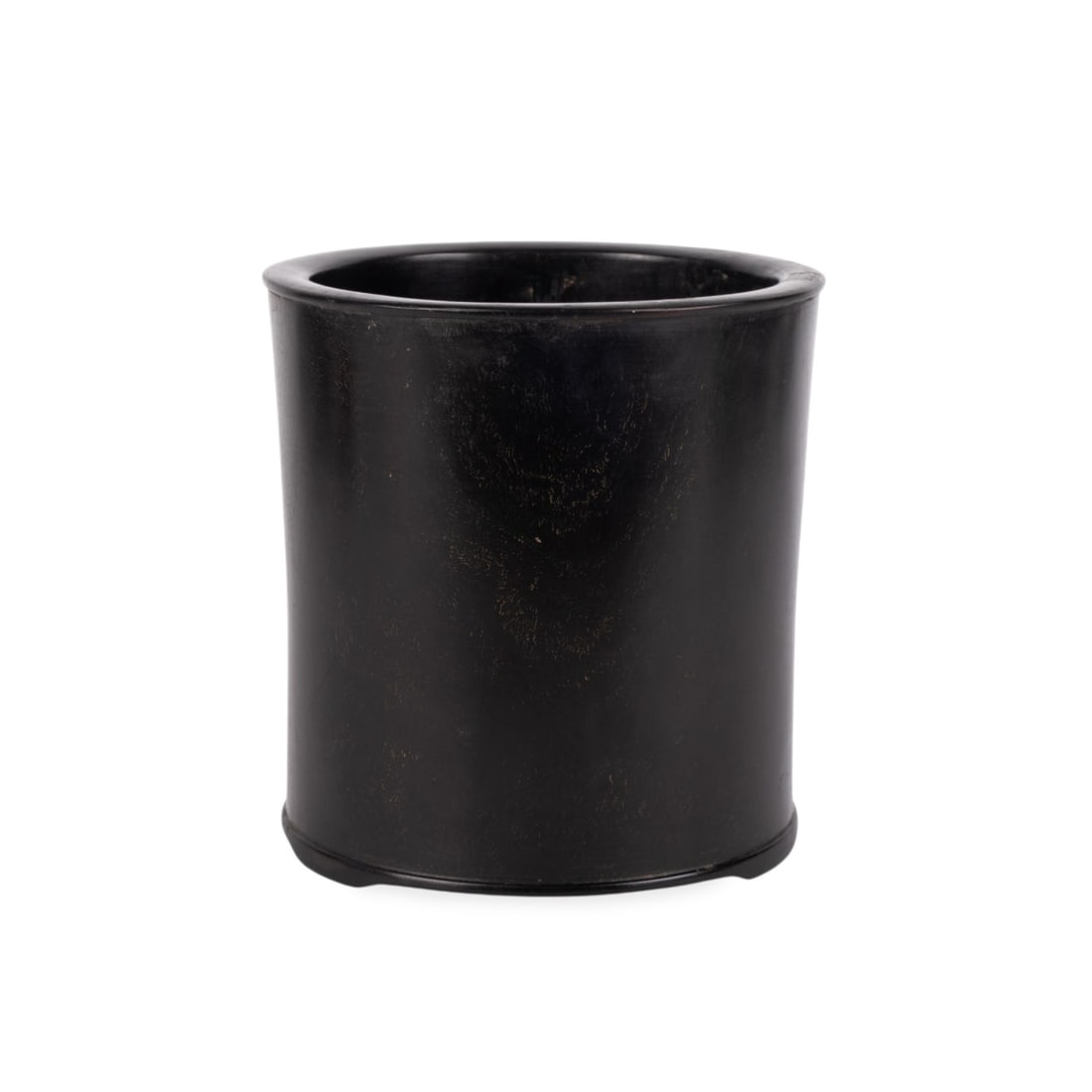 CHINESE ZITAN OR ROSEWOOD BRUSH POT: Chinese, 19th century. Zitan or rosewood brush pot of cylindrical form, apparently unmarked. Approximate dimensions: h. 6.75", dia. 6.5".