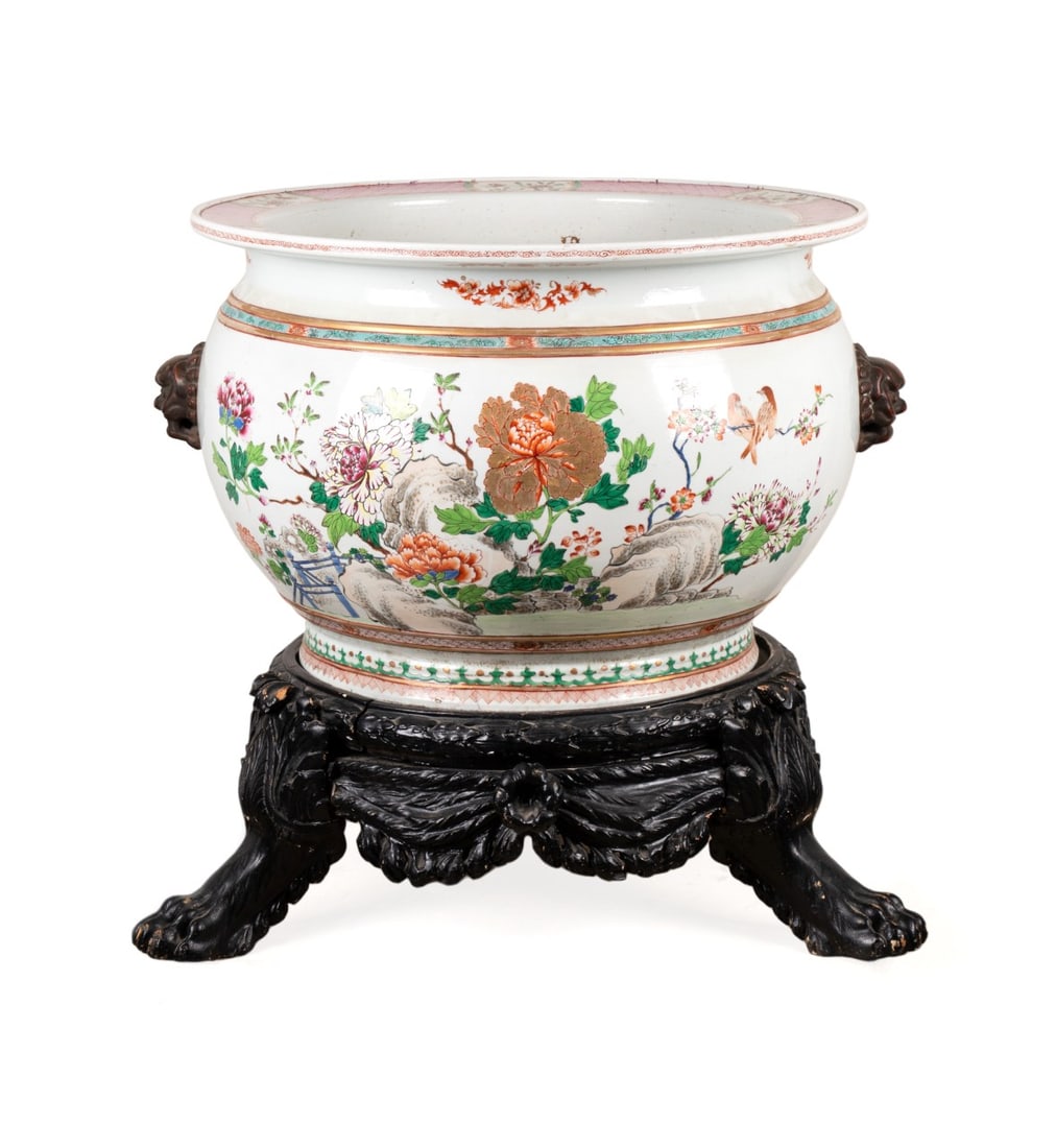 CHINESE EXPORT FISHBOWL ON CARVED STAND (1 of 12)