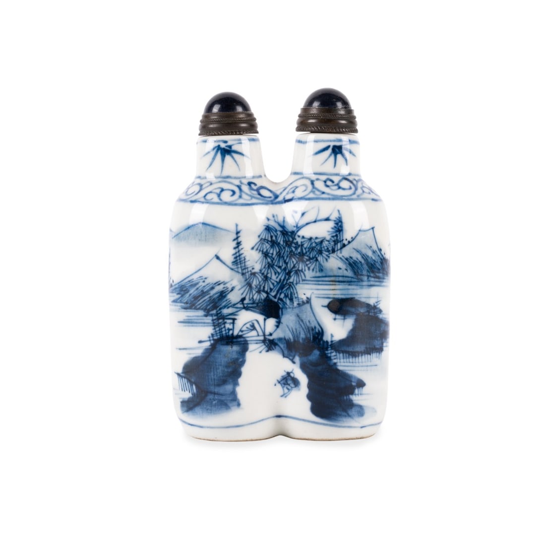 CHINESE BLUE AND WHITE TWIN SNUFF BOTTLE (1 of 9)