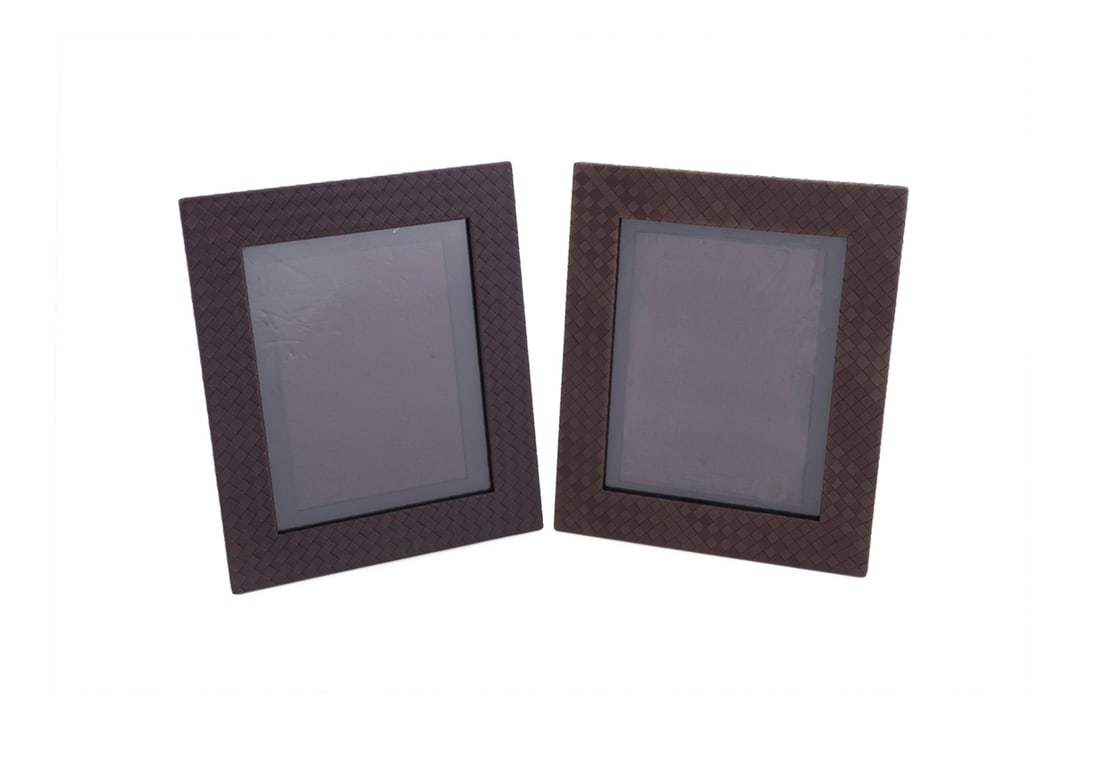 TWO BOTTEGA VENETA BROWN LEATHER PICTURE FRAMES (1 of 6)