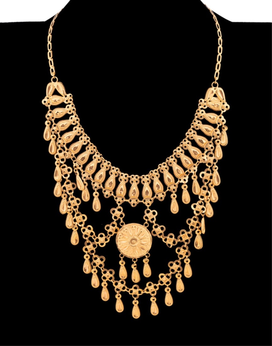 18K YELLOW GOLD STYLIZED BIB NECKLACE (1 of 8)