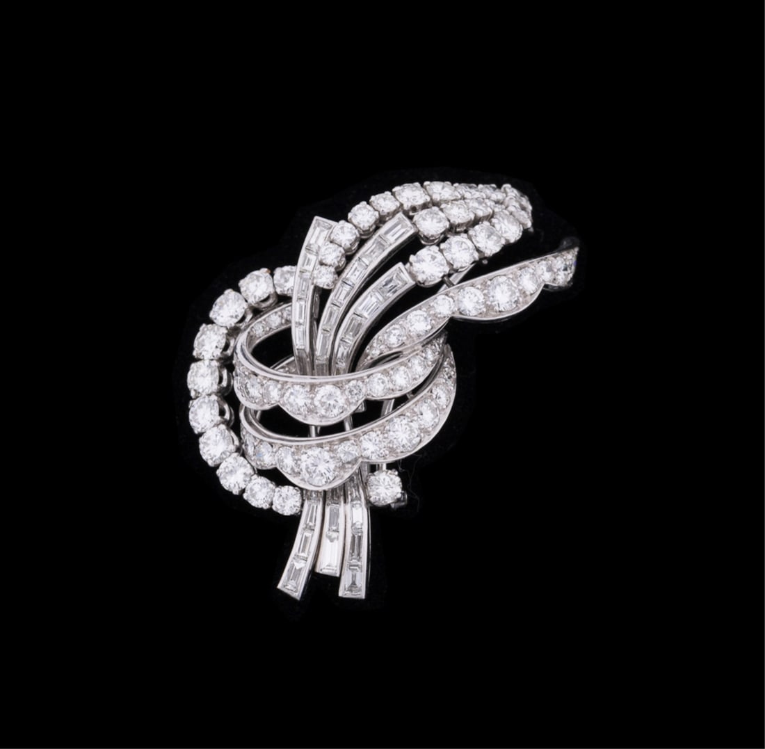 DIAMOND & PLATINUM SPRAY BROOCH (1 of 6)