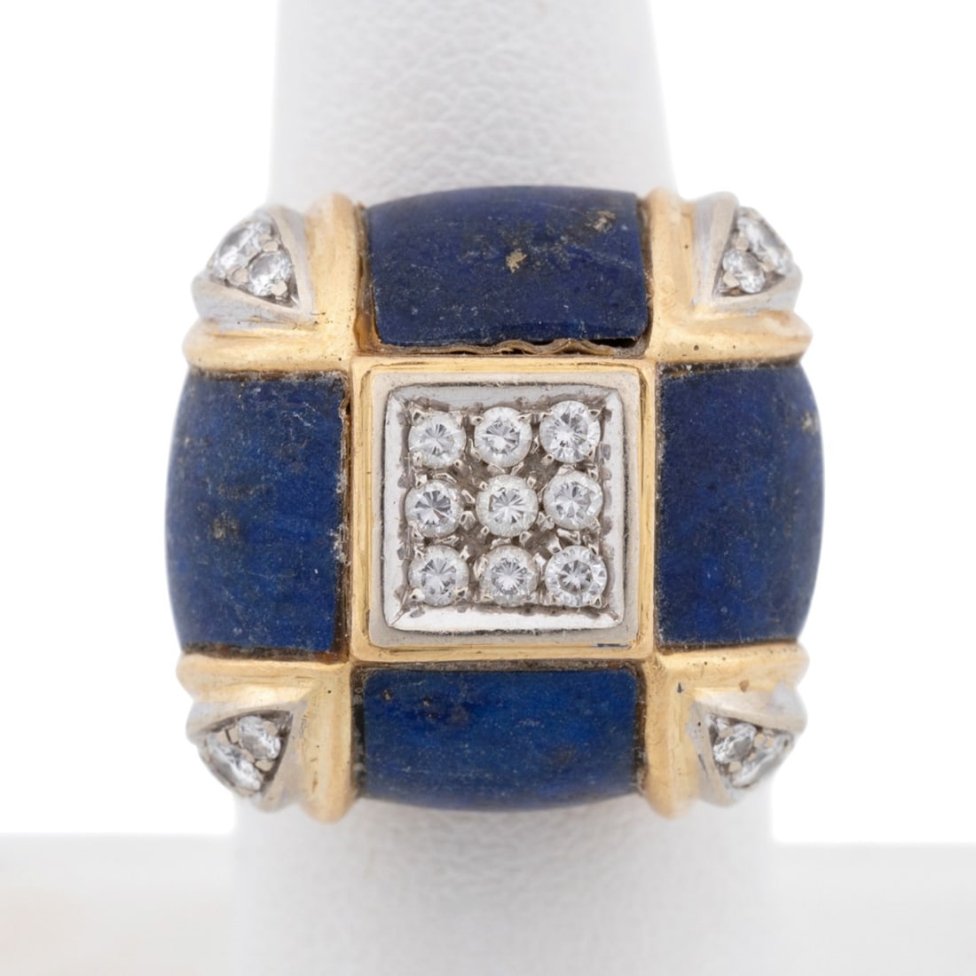 DIAMOND, LAPIS LAZULI & 18K YELLOW GOLD RING (1 of 7)