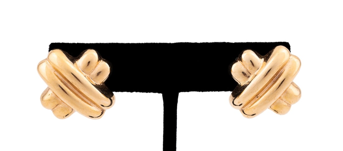 14K YELLOW GOLD 'X' EARRINGS (1 of 5)