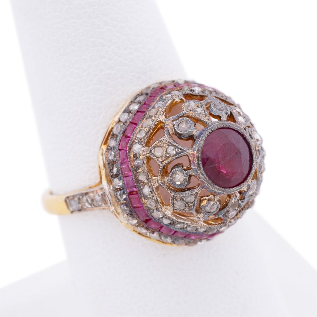 RUBY AND DIAMOND VERMEIL RING - 2