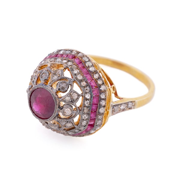 RUBY AND DIAMOND VERMEIL RING - 3