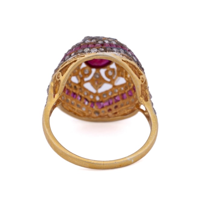 RUBY AND DIAMOND VERMEIL RING - 4