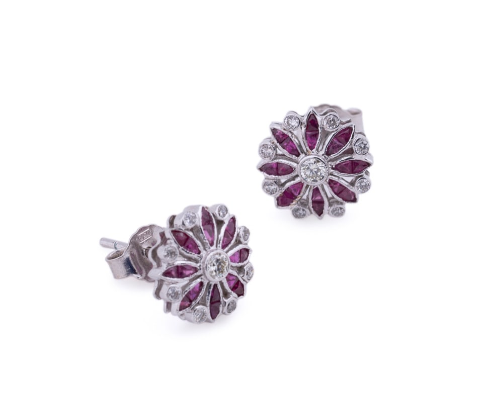 RUBY AND DIAMOND STUD EARRINGS - 3