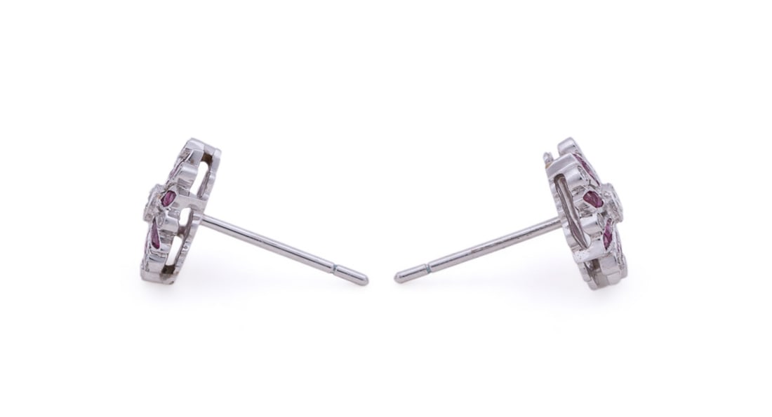RUBY AND DIAMOND STUD EARRINGS - 4