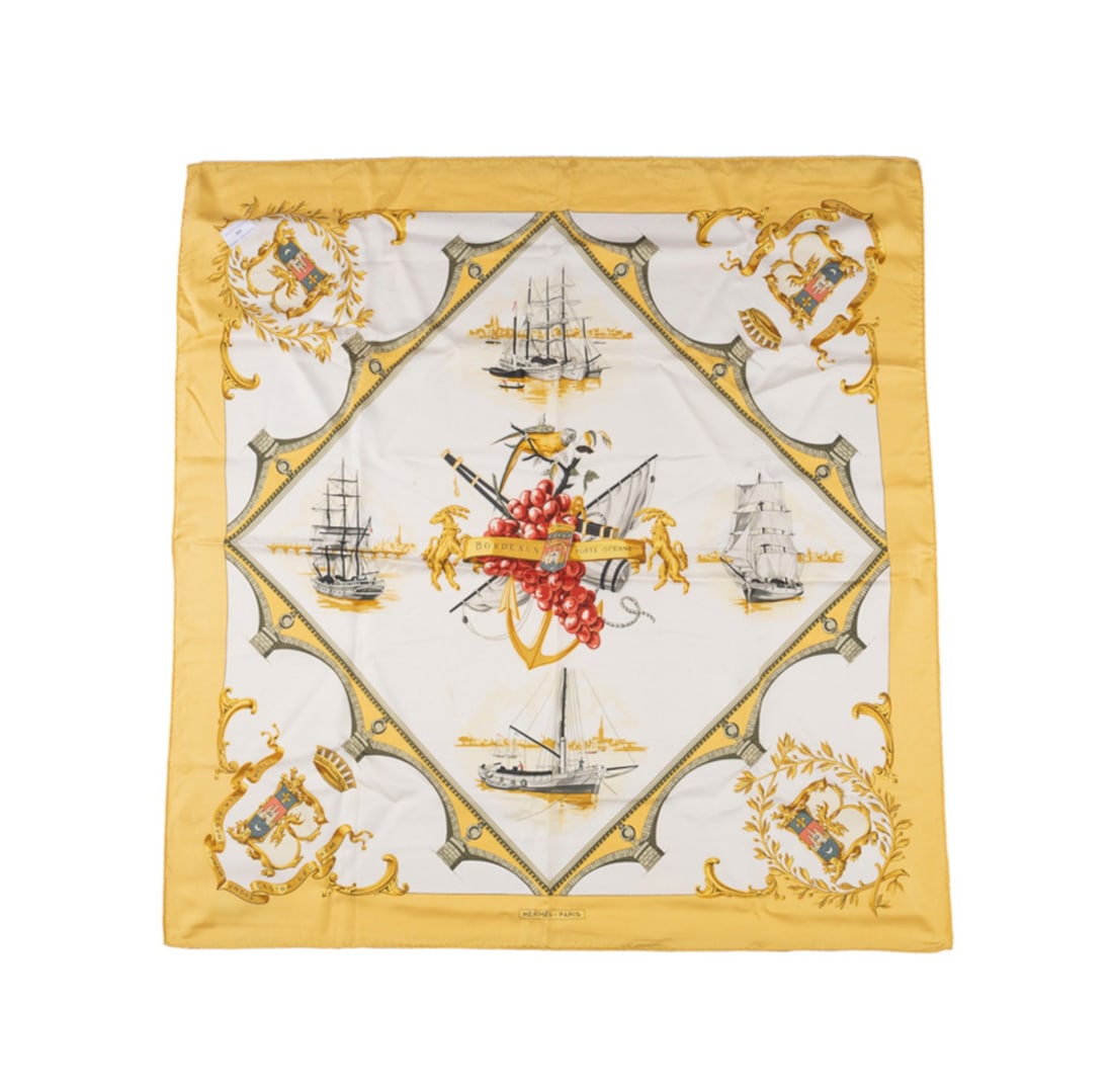 HERMES 'BORDEAUX PORTE OCEANE' SCARF (1 of 6)