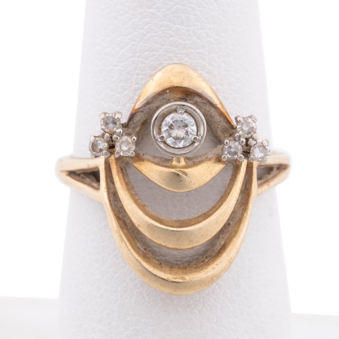 GEOMETRIC DIAMOND 14K YG COCKTAIL RING (1 of 6)