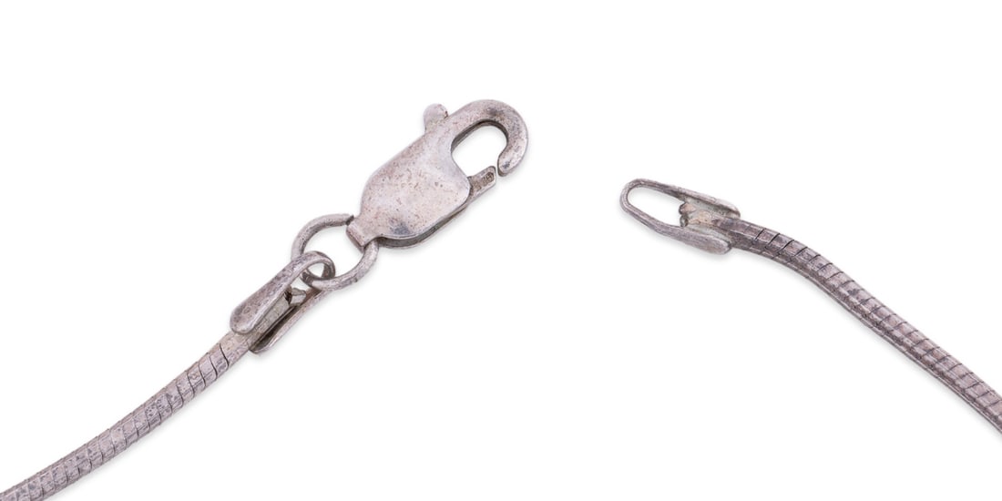 RECTANGULAR STERLING SILVER LOCKET ON CHAIN - 12