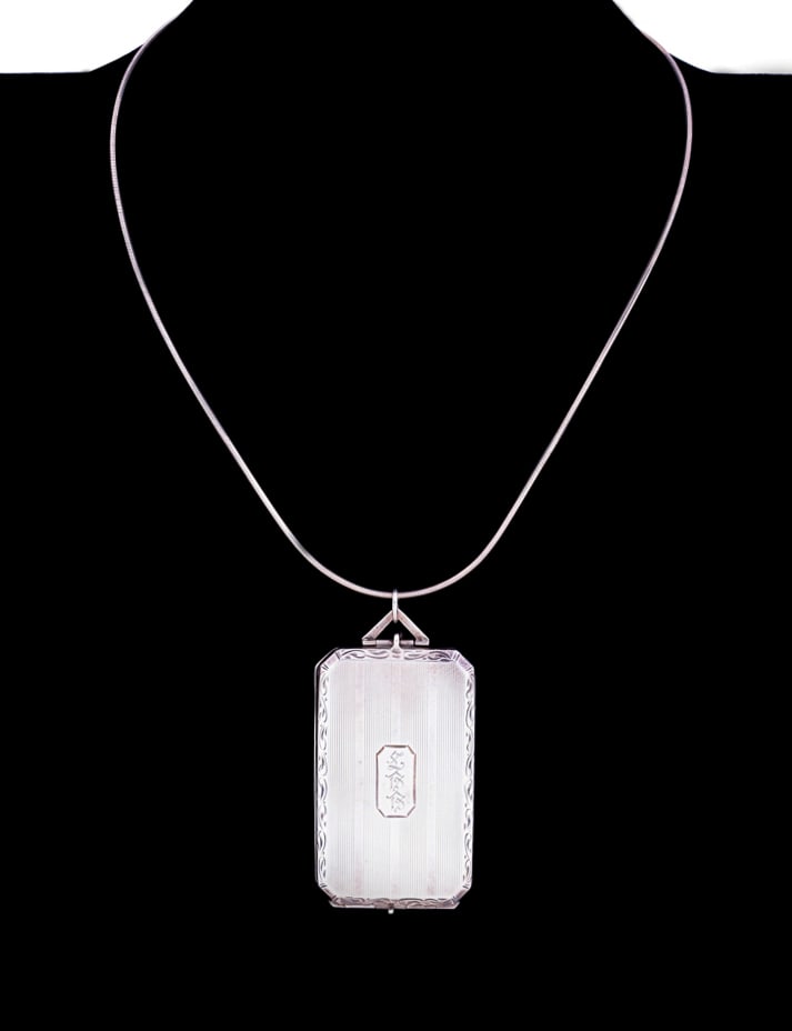 RECTANGULAR STERLING SILVER LOCKET ON CHAIN - 2