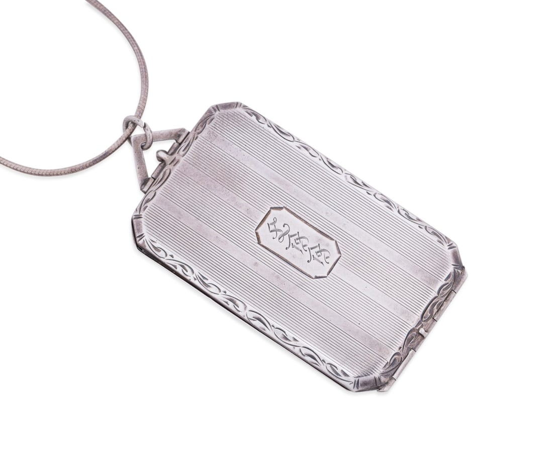 RECTANGULAR STERLING SILVER LOCKET ON CHAIN - 5