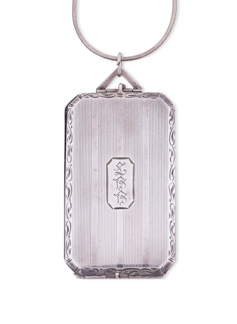 RECTANGULAR STERLING SILVER LOCKET ON CHAIN - 6