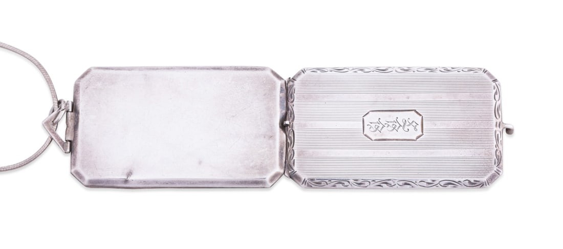 RECTANGULAR STERLING SILVER LOCKET ON CHAIN - 8