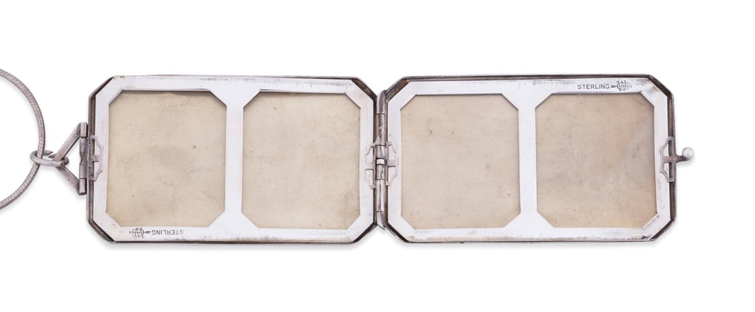 RECTANGULAR STERLING SILVER LOCKET ON CHAIN - 9