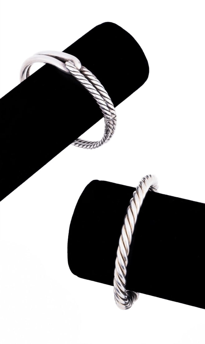 TWO DAVID YURMAN STERLING SILVER BRACELETS (1 of 16)