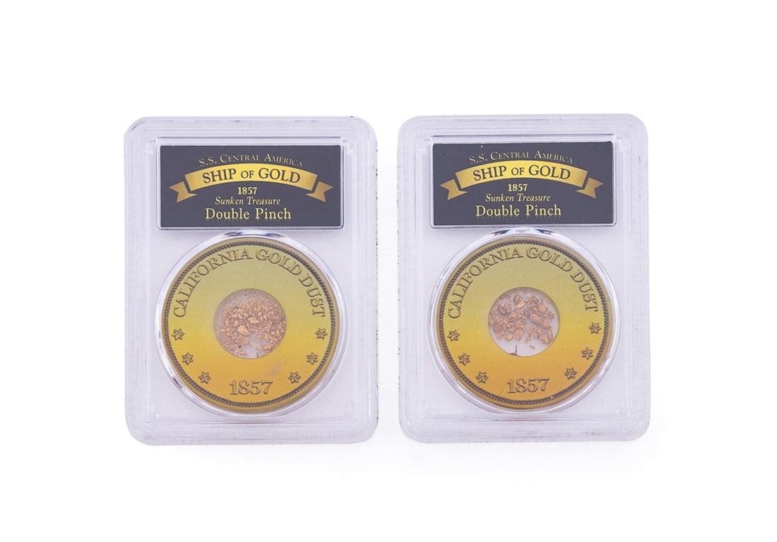 2 1857 SS CENTRAL AMERICA 'DOUBLE PINCH' OF GOLD (1 of 4)
