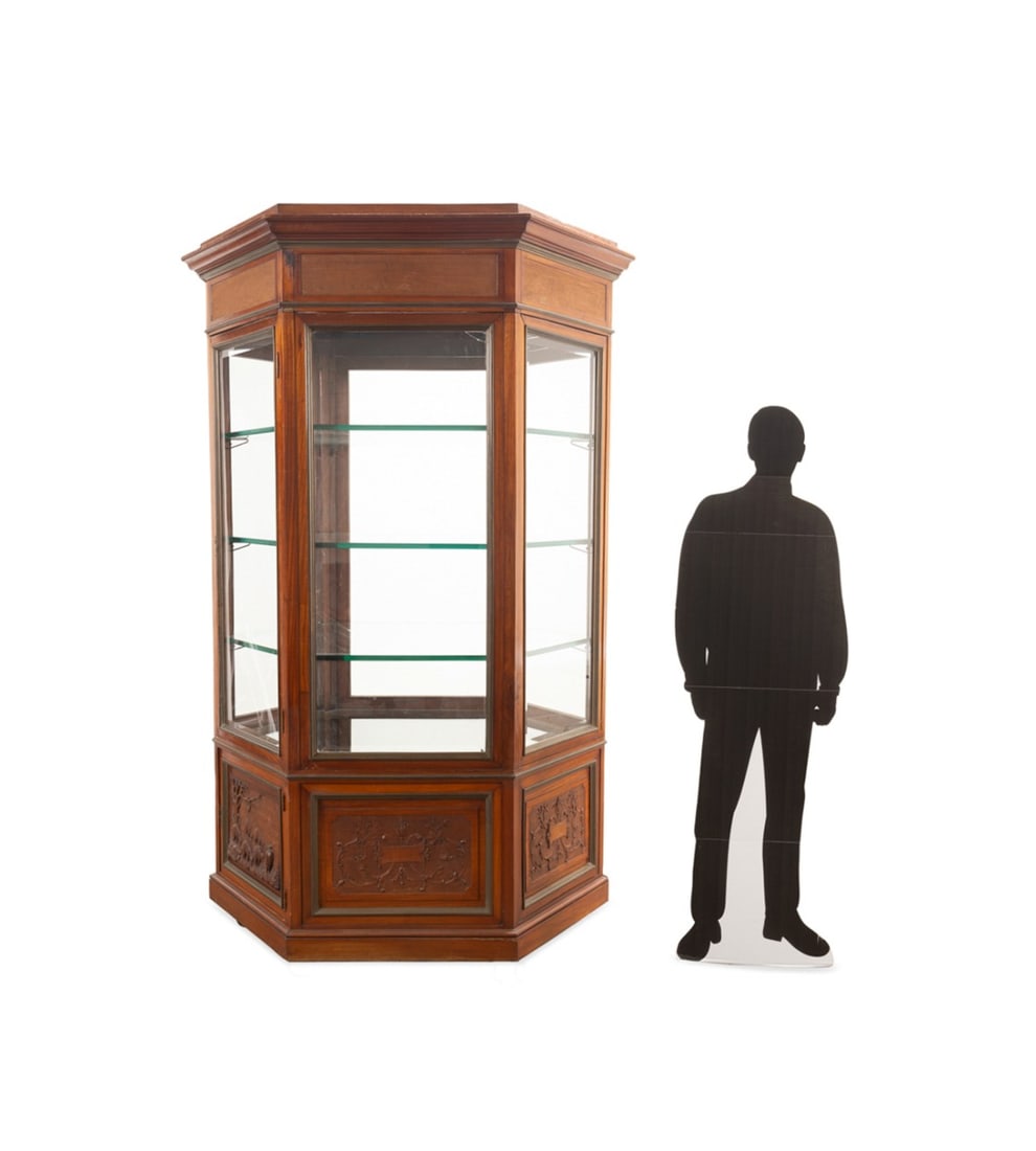 LARGE HEXAGONAL SAFARI MOTIF DISPLAY CABINET (1 of 9)