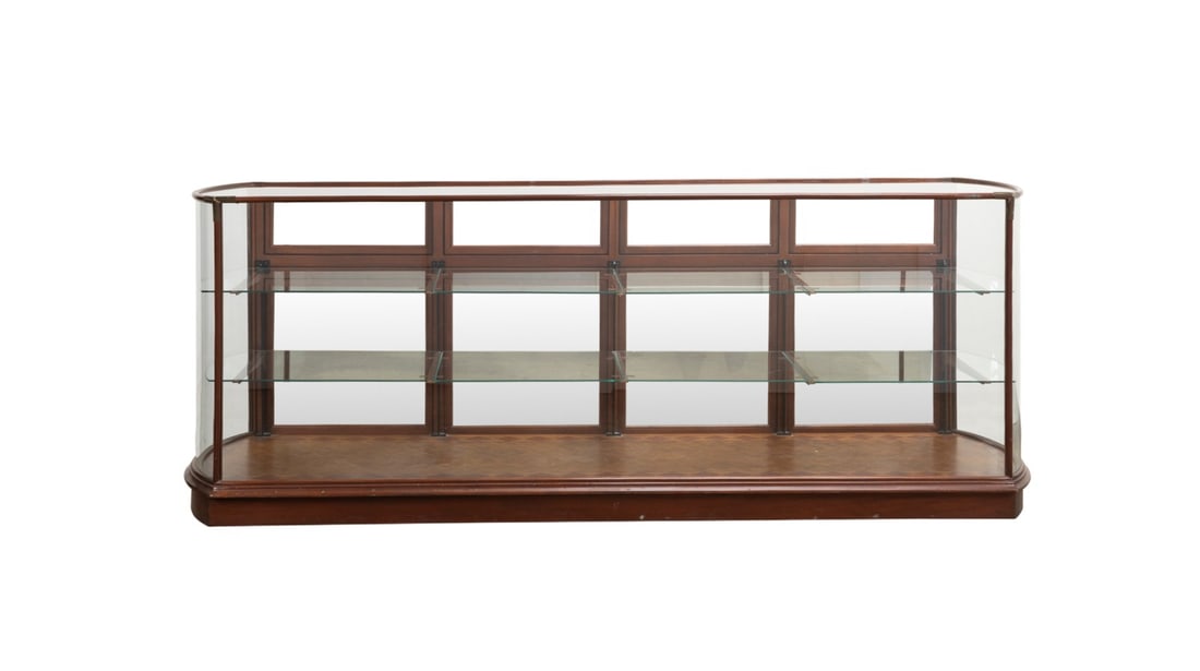 LGE CURVED GLASS MAHOGANY COUNTER DISPLAY CABINET (1 of 7)