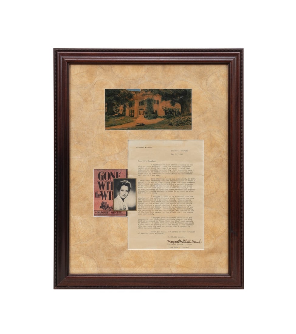 MARGARET MITCHELL SIGNED LETTER ON GWTW SEQUEL (1 of 6)