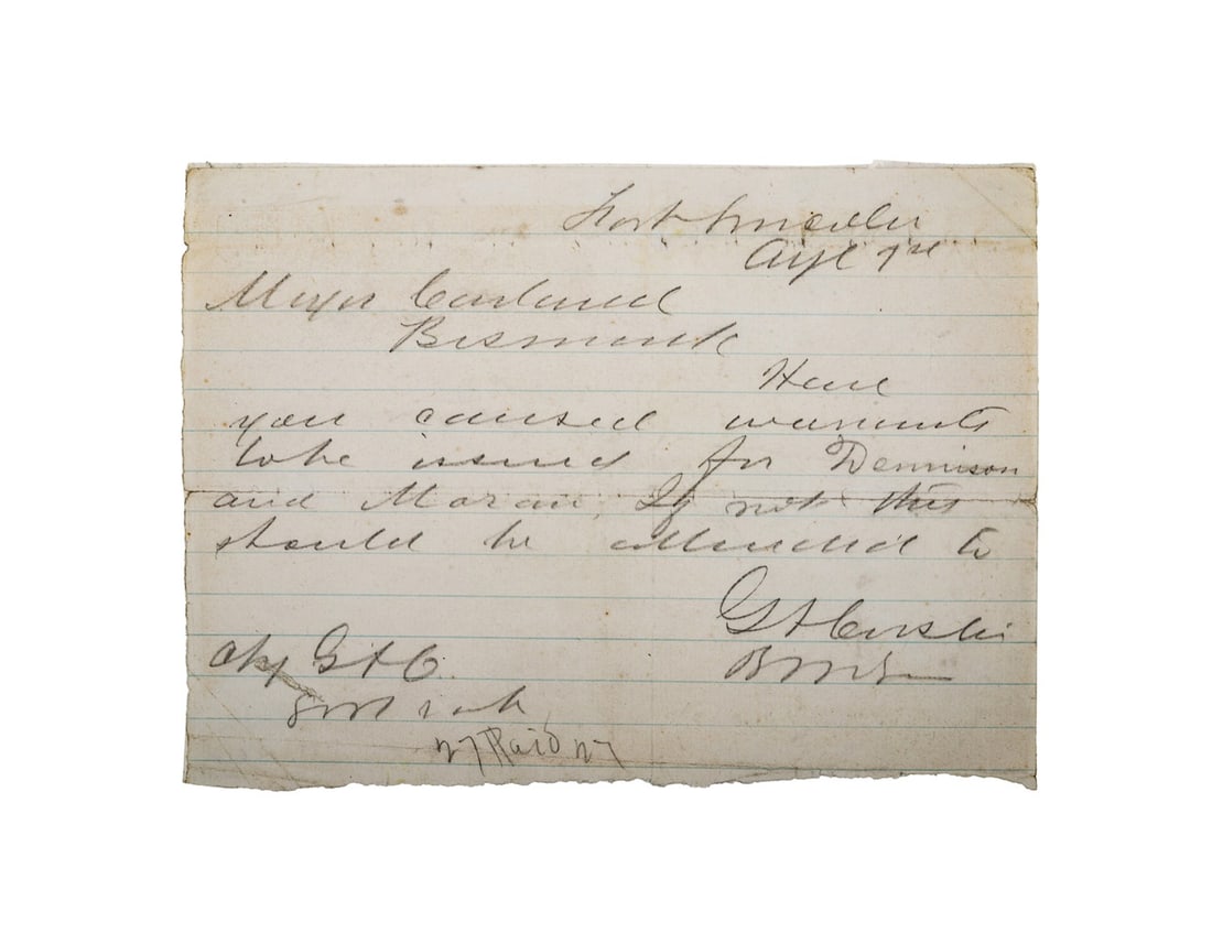 CLIPPED AUTOGRAPHED LETTER SIGNED GEORGE CUSTER (1 of 7)