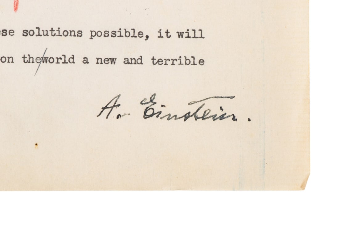ALBERT EINSTEIN SIGNED STATEMENT DRAFT ON KOREA - 3