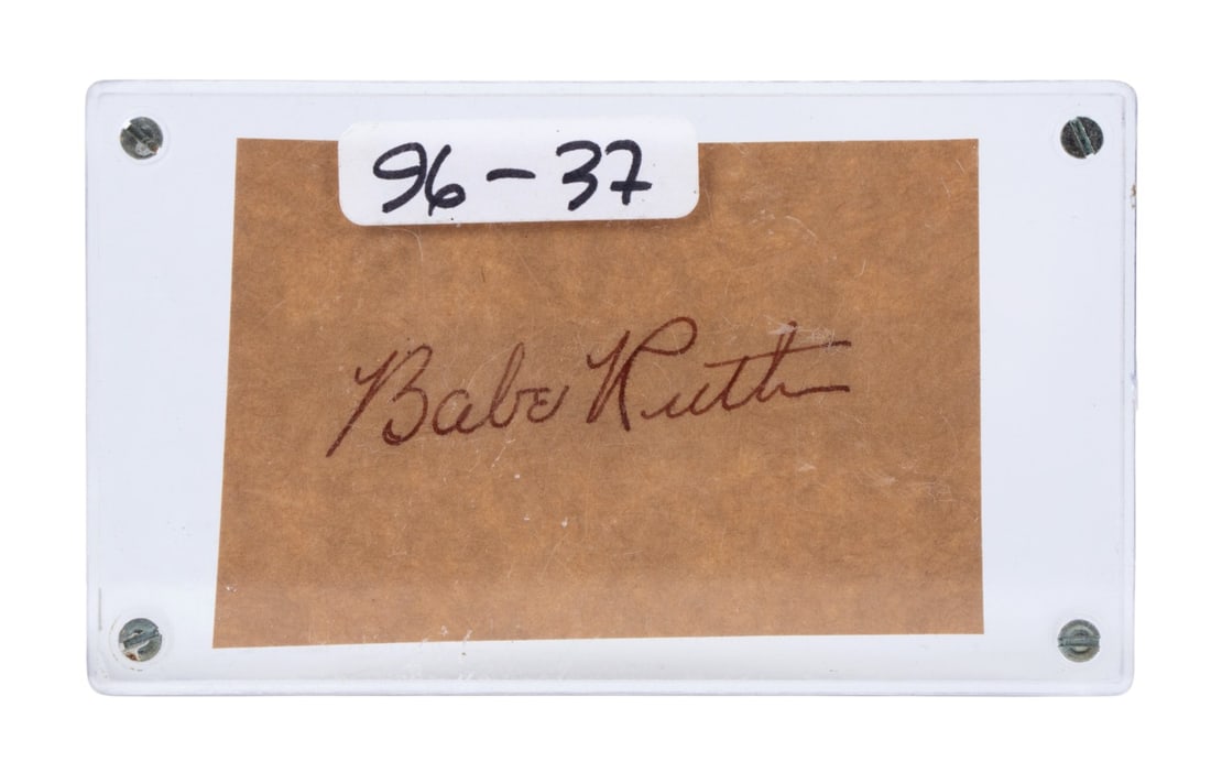 BABE RUTH CLIPPED AUTOGRAPH, LUCITE CASED (1 of 3)