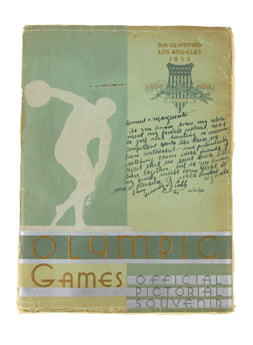 TY COBB SIGNED & INSCRIBED 1932 OLYMPIC PROGRAM (1 of 11)