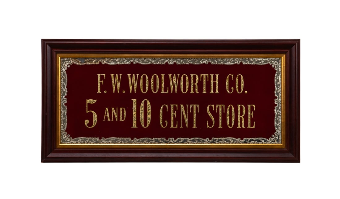 F.W. WOOLWORTH REVERSE PAINTED FRAMED SIGN (1 of 3)