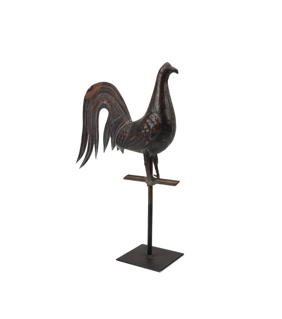 19TH C. AMERICAN GAMECOCK WEATHERVANE FIGURE (1 of 8)