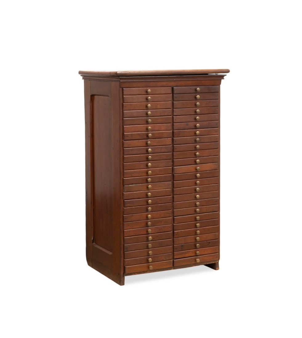 INDUSTRIAL 50-DRAWER WOODEN TYPESETTER'S CABINET (1 of 6)