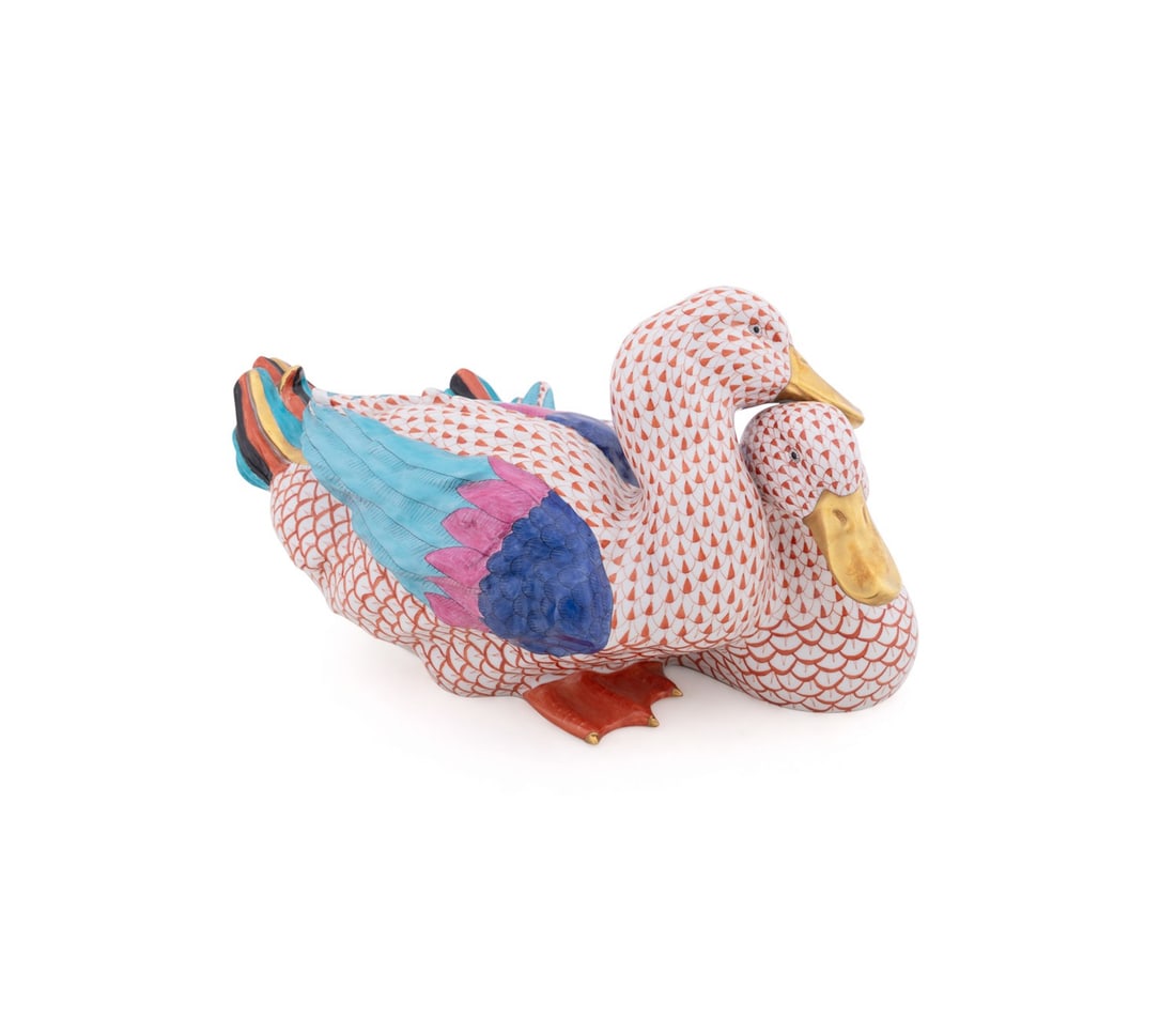 HEREND, LARGE 'WILD DUCKS' PORCELAIN FIGURE (1 of 8)