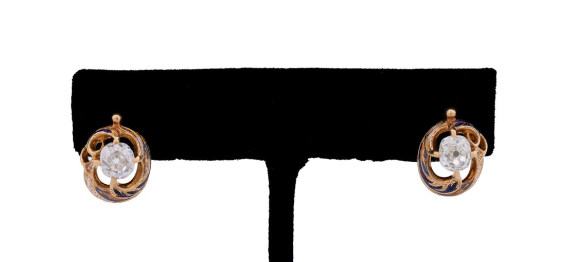 DIAMOND EARRINGS, ART NOUVEAU STYLE MOUNTING (1 of 4)