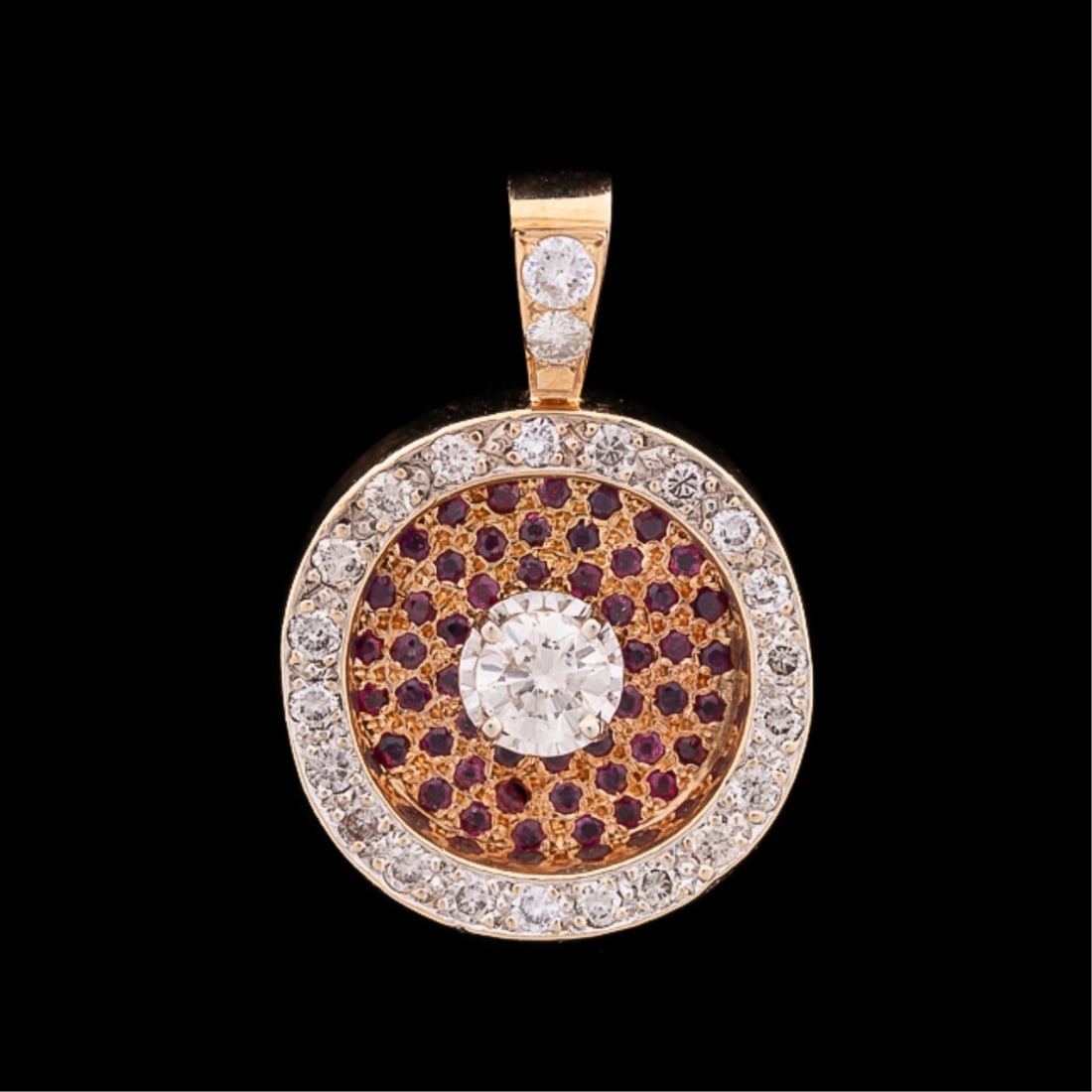 DIAMOND AND RUBY PENDANT SET IN 14K YELLOW GOLD (1 of 4)
