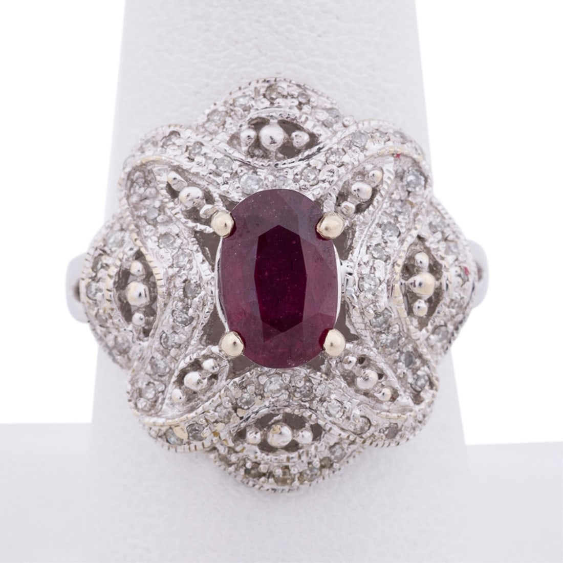 RUBY AND DIAMOND RING SET IN 14K WHITE GOLD (1 of 6)