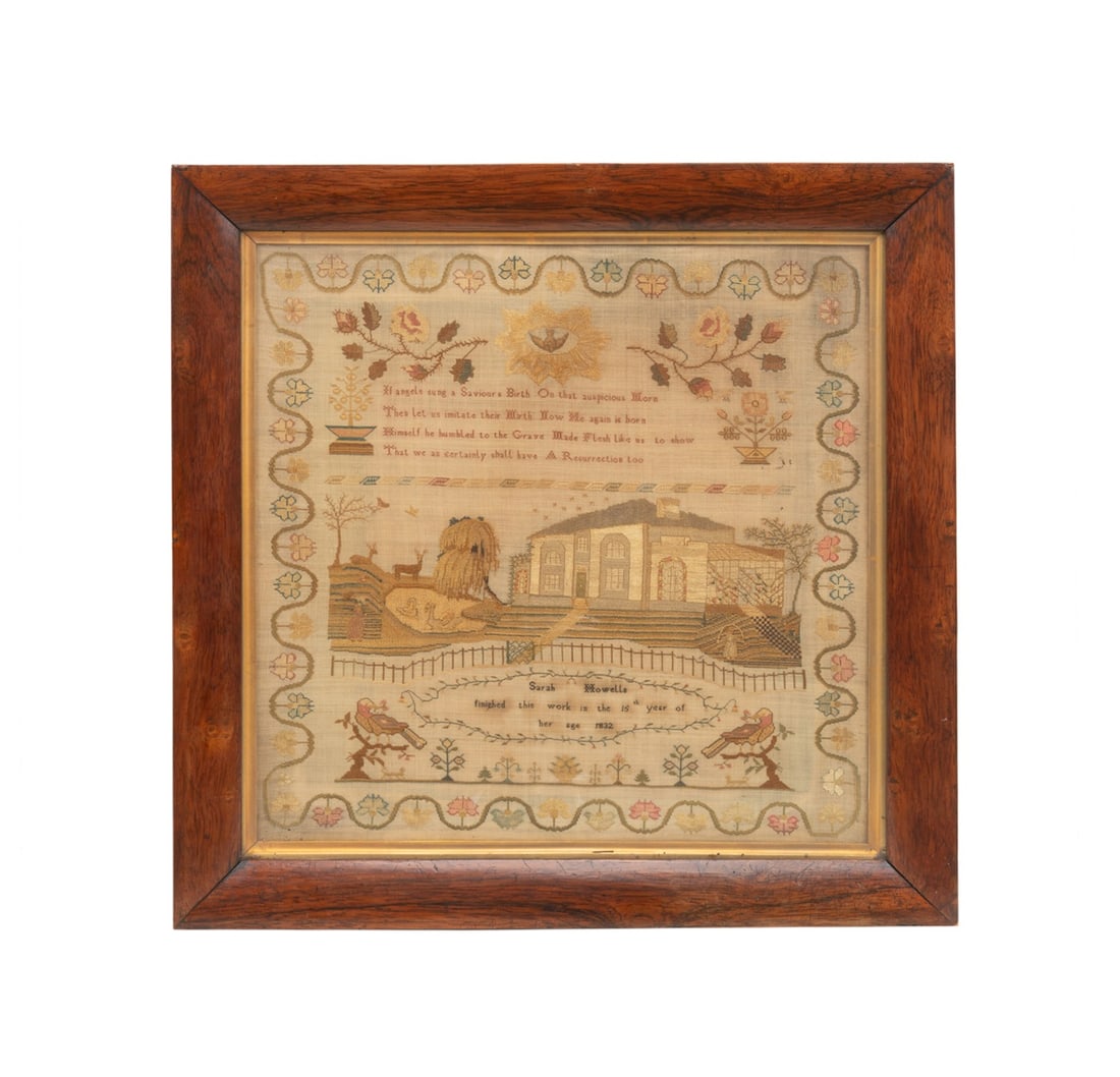 LARGE NEEDLEPOINT SAMPLER, 1832, FRAMED (1 of 4)