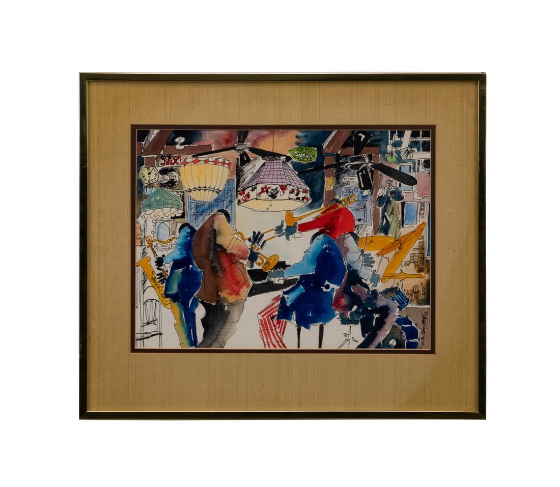 LEO MEIERSDORFF, INTERIOR JAZZ SCENE, 1972, W/C (1 of 6)