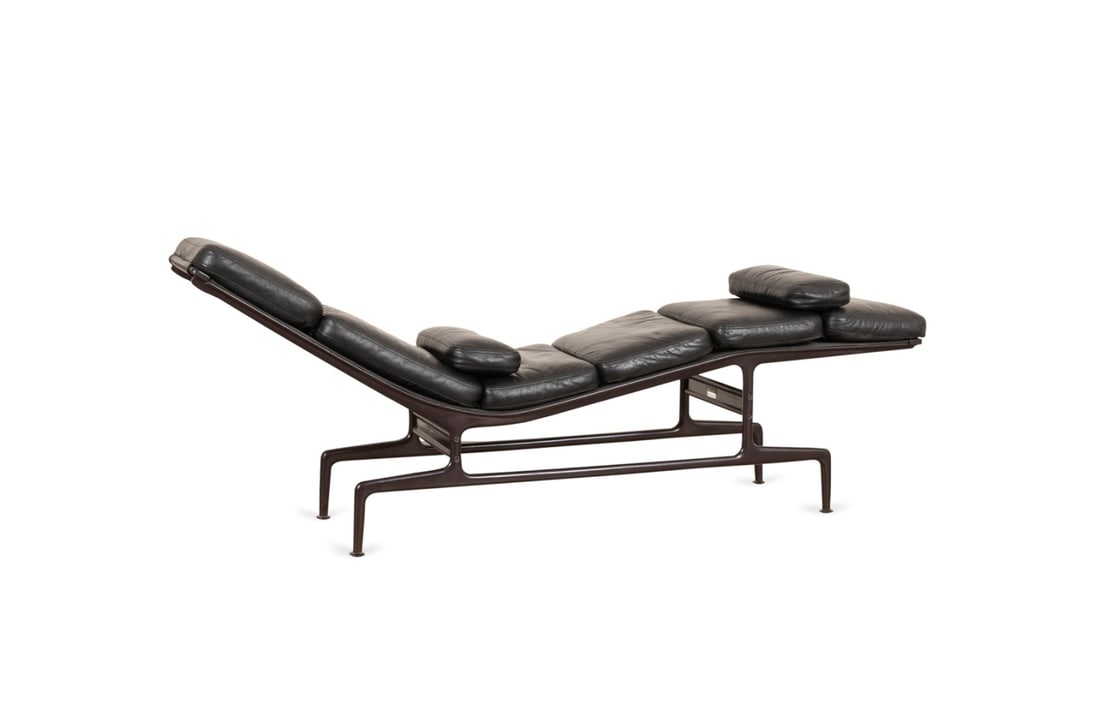 EAMES 'BILLY WILDER' ES106 BLACK LEATHER CHAISE (1 of 6)